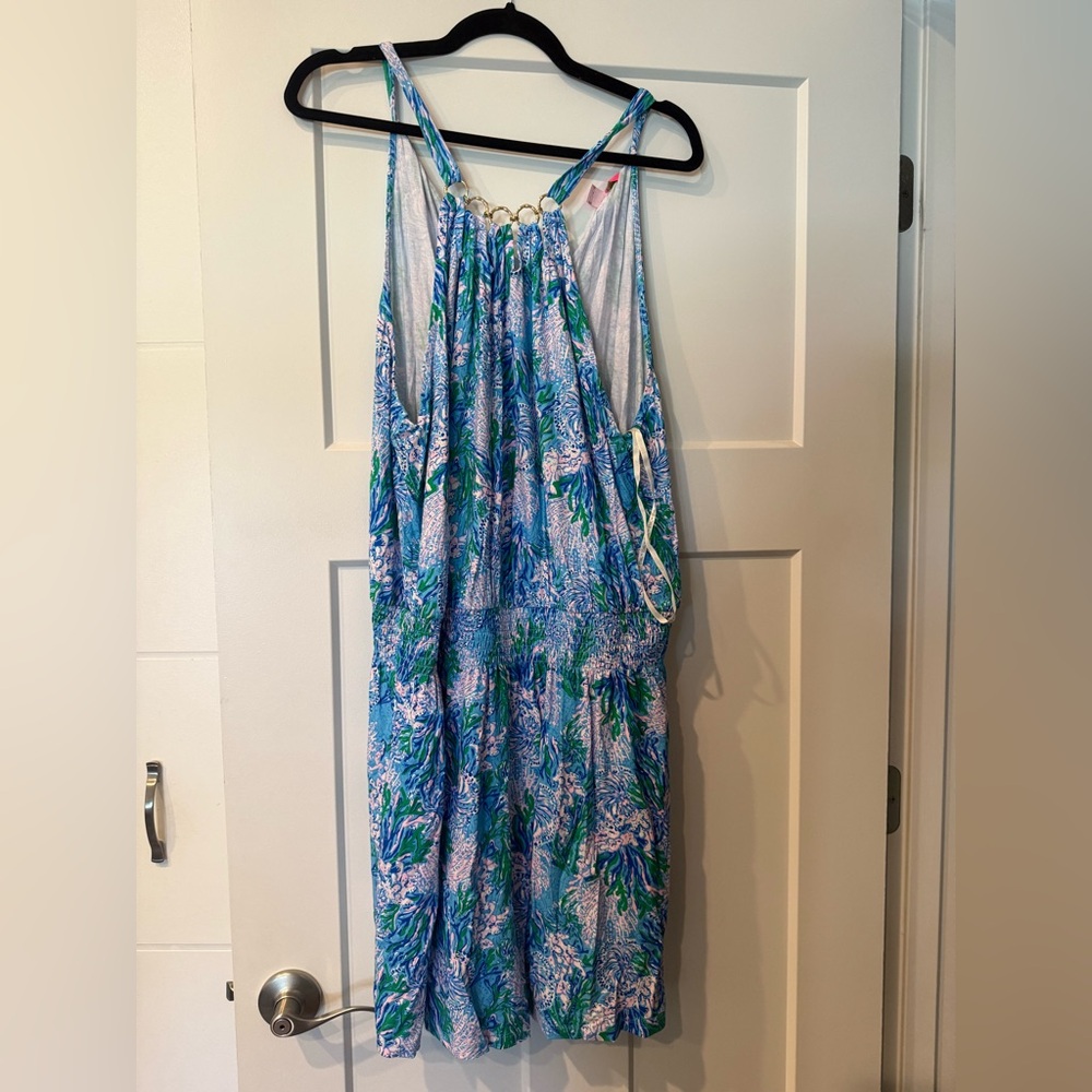 Lilly Pulitzer Blue and Green Floral Dress with built in shorts
